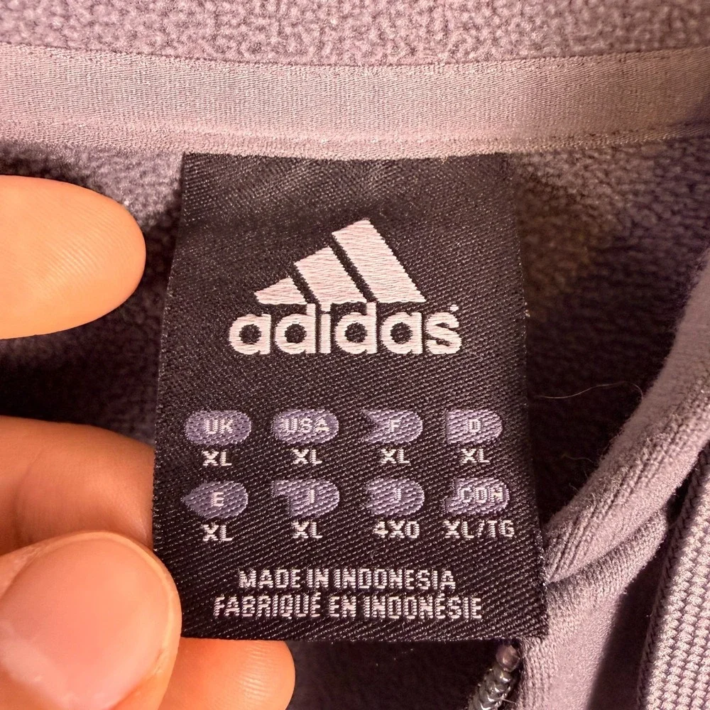 Adidas Mens Track Jacket XL Gray Full Zip Fleece Athletic Warm Up Hoodie‎